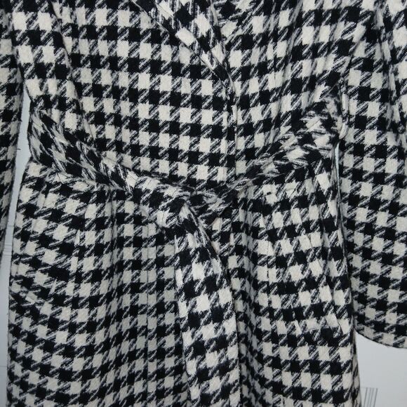 Preston & York Houndstooth Wool Blend Belted Wrap Coat Black White Size 8 - Picture 11 of 16